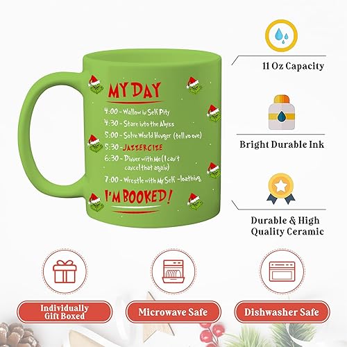 Miniatura 3 de Arsemica Divertida taza de Navidad, taza de café de Navidad, taza verde de 11 onzas, tazas de fiesta de Navidad para decoración de mesa, regalos de