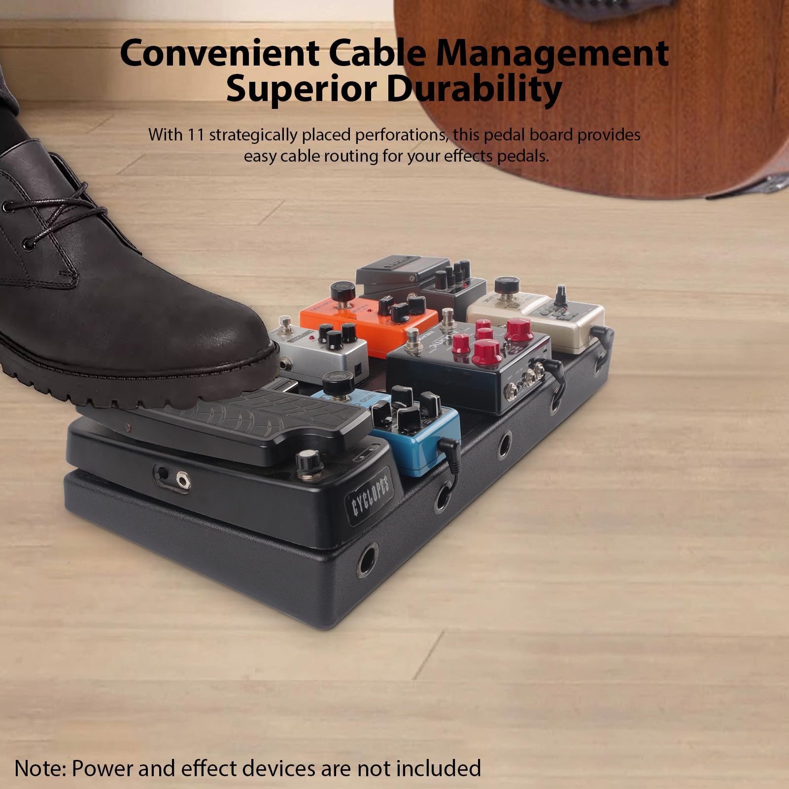 FLEXMAN Gitarrenpedalboard Gehäuse, 20 X 9,8 X 2,4 Zoll Tragbares Leichtes Effektpedalboard mit 11 Strategisch Platzierten Perforationen für Gitarren