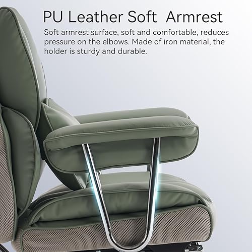 Miniatura 7 de Efomao Silla de oficina ejecutiva para personas pesadas, silla de computadora de respaldo alto con reposapiés, silla de oficina de piel sintética