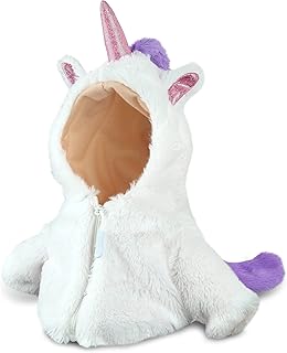 DolliBu Unicorn Dress Up Set for Plush Animal Doll Set - White Unicorn Teddy Bear Costume Accessory, Cute Stuffed Animal Clothes, Perfect Unicorn Teddy Bear Hoodie Plush Toy Clothes for Dolls - Small