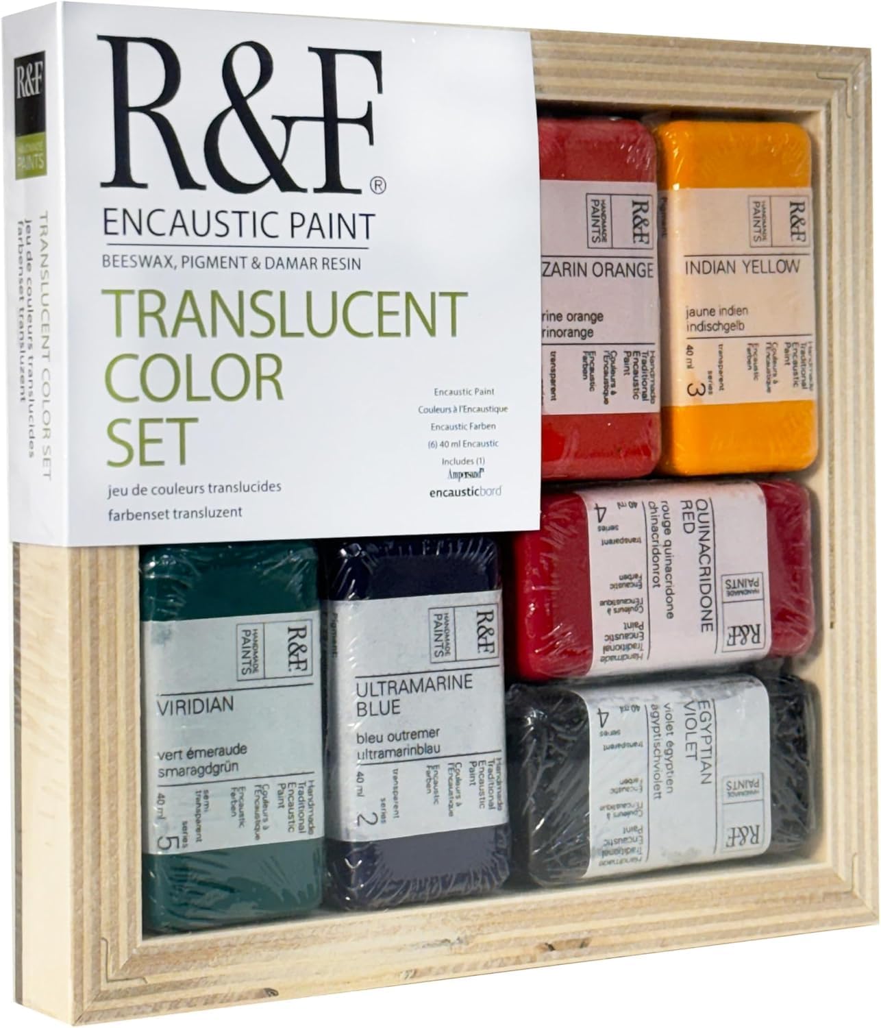 R&F Handmade Paints - Professional Encaustic Paint - Translucent Colors, Set of 6 40ml