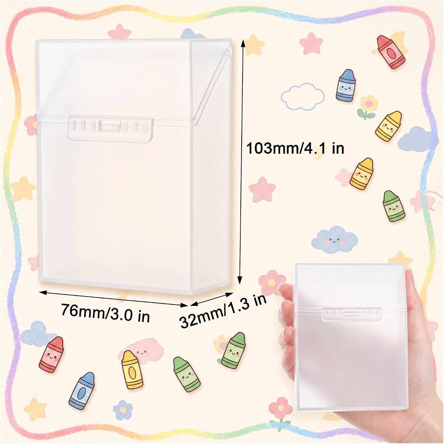 8 Pcs Plastic Crayon Box with Lid Bulk, 4 Inch Clear Storage Case for Standard 24 Small Crayons, Crayon Organizer Containers Holder for Home, Classroom & Travel image 2