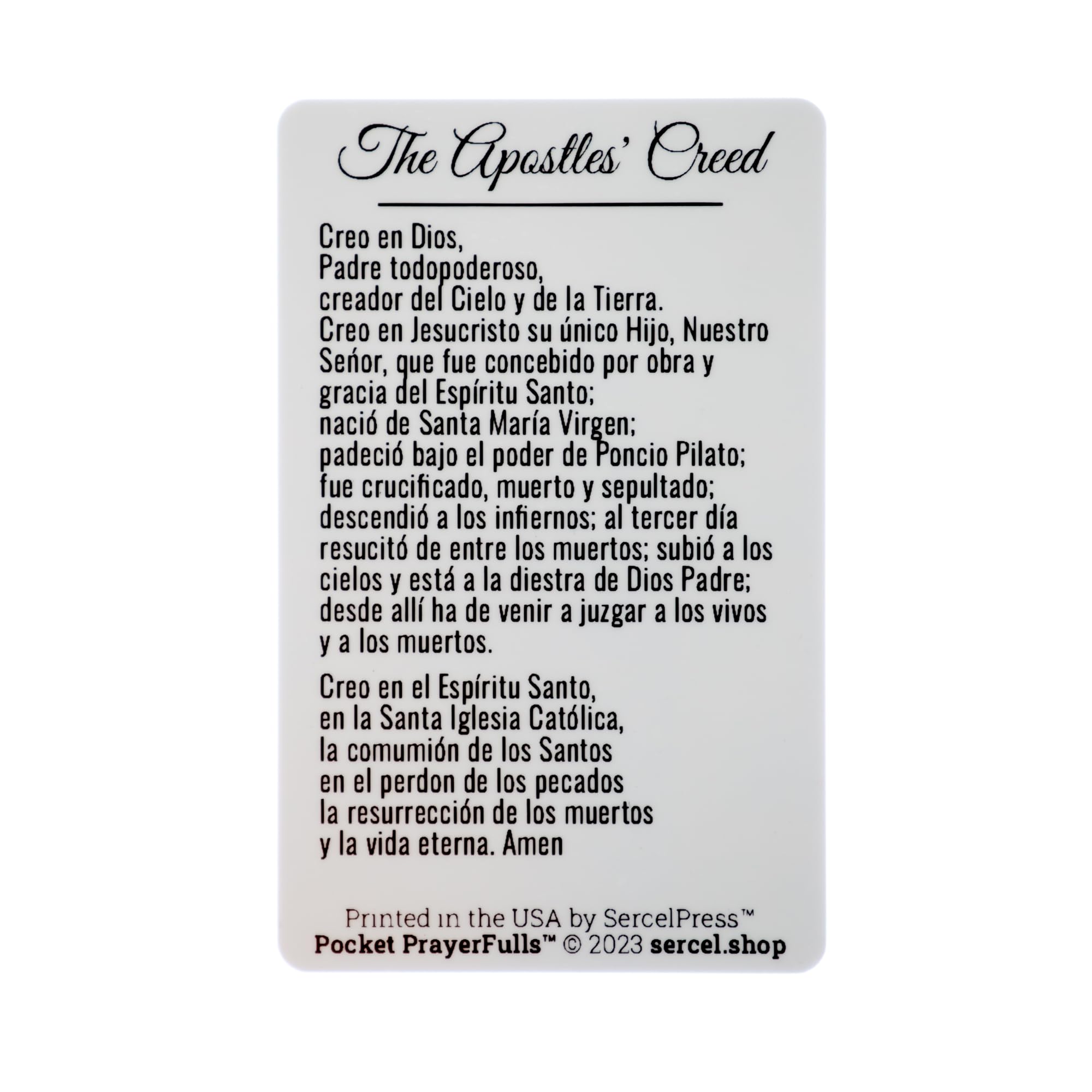 Apostles' Creed Prayer Card - Durable Wallet Size PVC Catholic Prayer Card