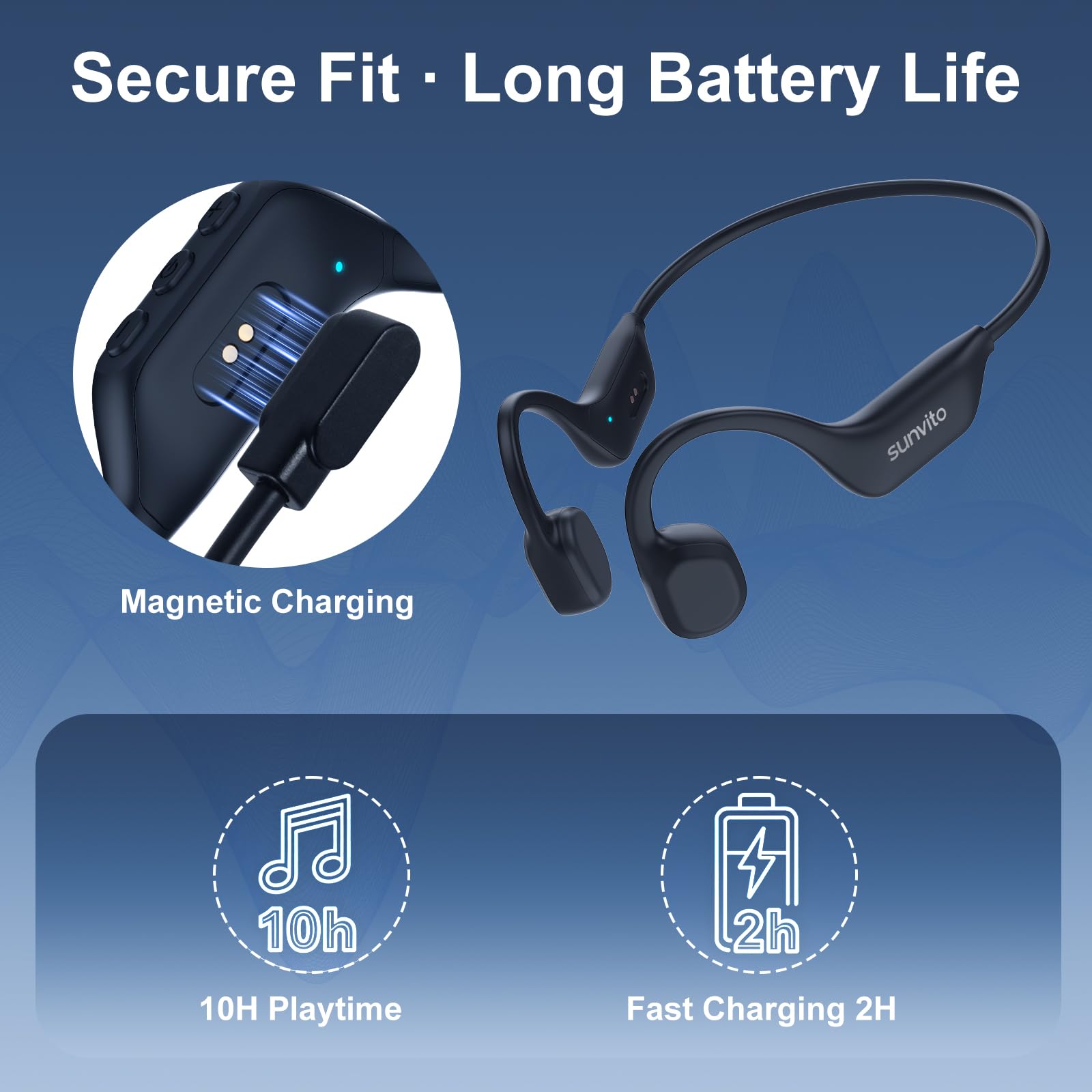 Cuffie a Conduzione Ossea Bluetooth 6.0, Auricolari Wireless Open Ear, Impermeabili IPX6, Connettività Doppia, 10 Ore di Autonomia, Cuffie Sportive per Corsa, Ciclismo e Palestra