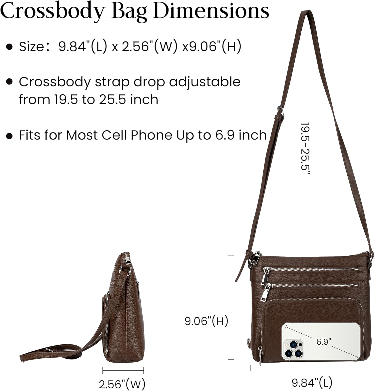 befen Genuine Leather Crossbody Bags for Women, Medium Anti-Theft Shoulder Purse with Built in RFID Wallet for Travel - Image 4