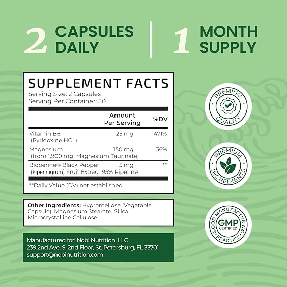 Magnesium Taurate 1900MG, Heart Health & Relaxing Support, High Absorption