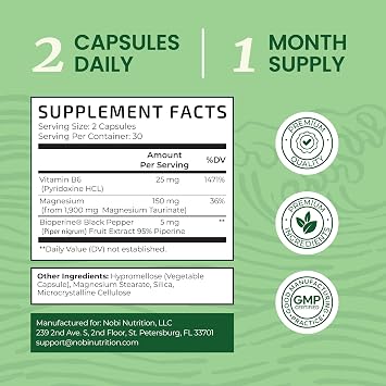 Magnesium Taurate 1900MG, Heart Health & Relaxing Support, High Absorption