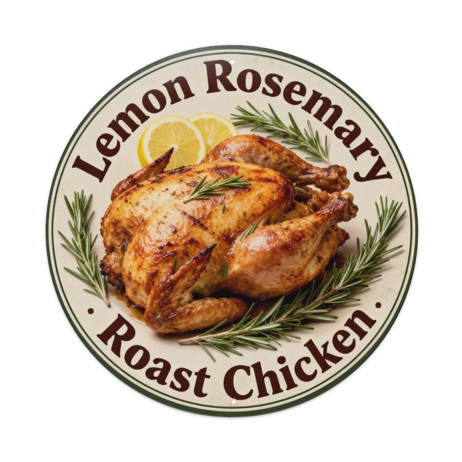 Lemon Rosemary Roast Chicken Metal Tin Sign Plaque