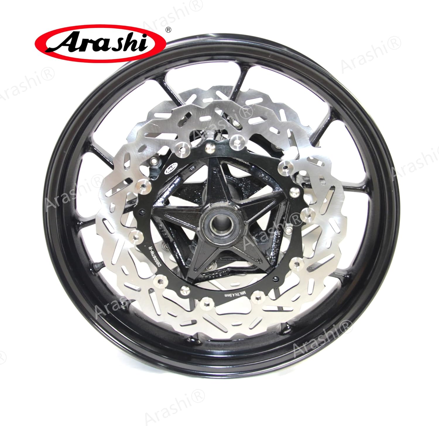 Arashi Front Wheel Rim and Brake Disc Rotors for BMW S1000RR 2009-2018, S1000R 2014-2018, Motorcycle Replacement Accessories Parts Gloss Black