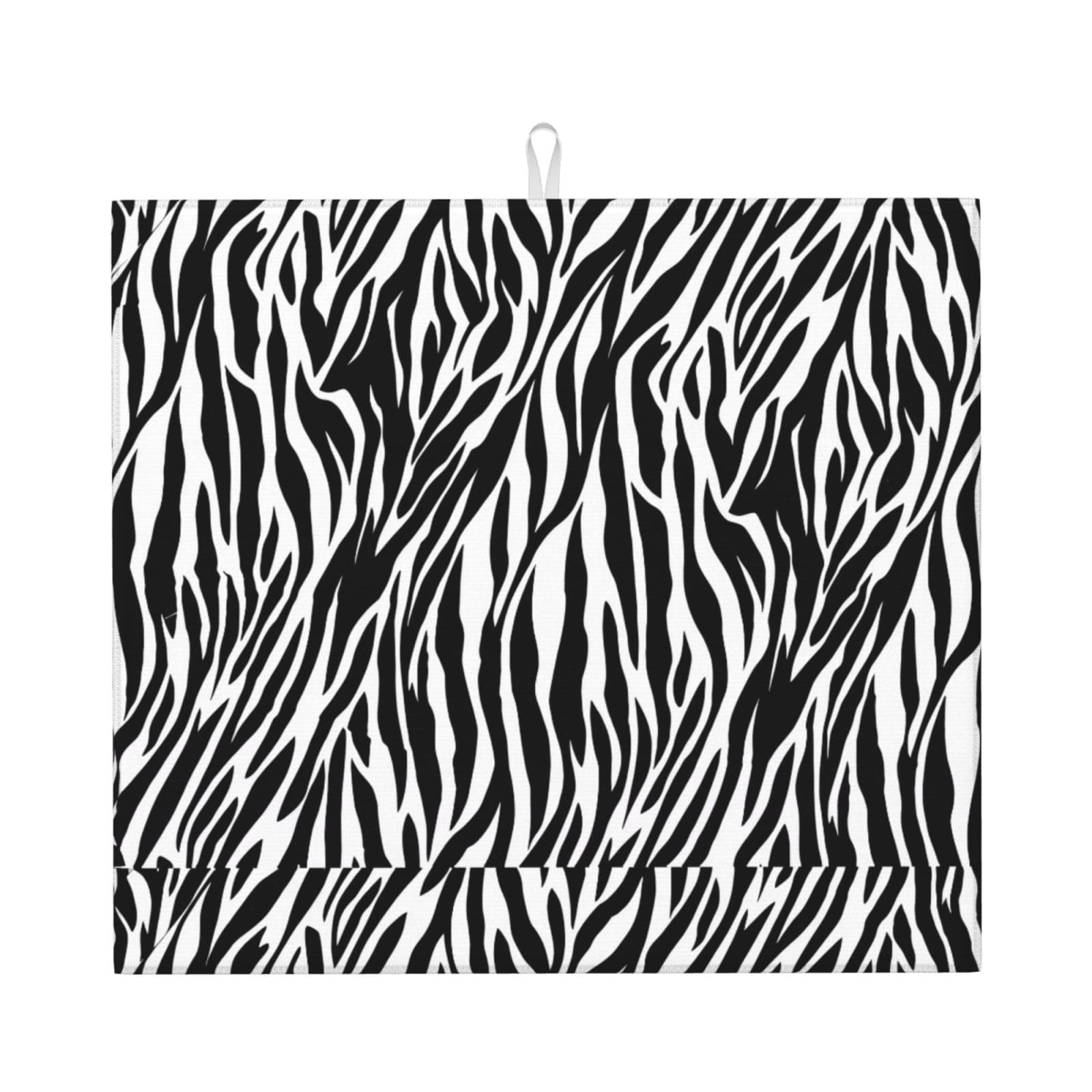 WHJSHOP Zebra Print Prints Kitchen Drying Mat - Absorbent Dish Drying Throw with Vibrant Prints, Quick-Dry Countertop Layer for Dishes & Glassware - Non-Slip
