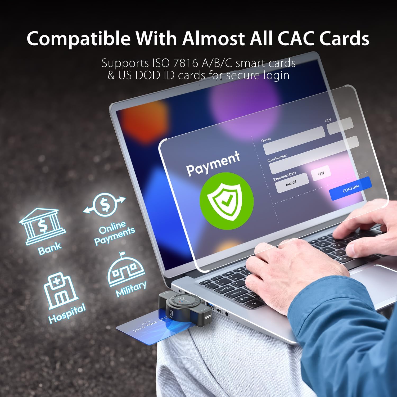 j5create USB-C/Type-A Smart Card/CAC Reader Duo, TAA Compliant