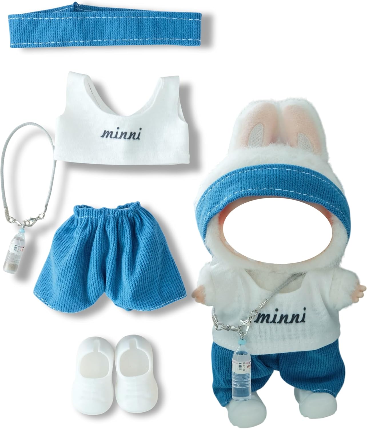 Clothes for 17cm Doll, 4 pcs Set Doll's Outfits Luxury Pants Cute Bag Earphone Headset Shoes Accessories Fashion Stylish Adorable Dolls Clothes (No Doll) (Cute Kitty Red)