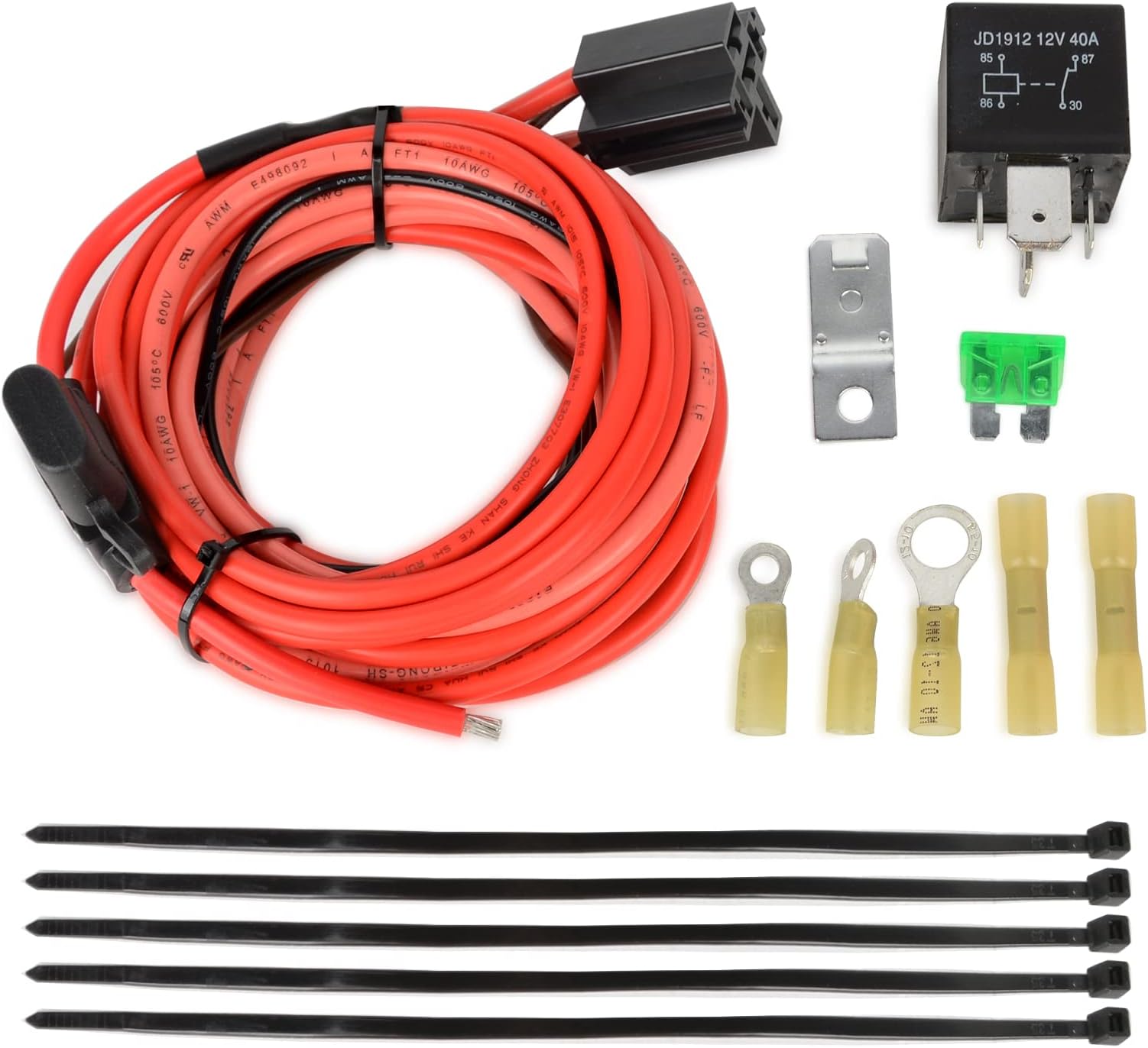 Fuel Pump Relay Kit Fuel Pump Harness and Relay Wiring Kit 40 AMP Heavy Duty Long Wires Fit 12V System
