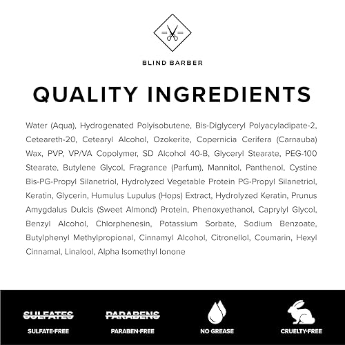 Miniatura 6 de Blind Barber Pomada para el cabello a prueba de 90 para hombres, fijación fuerte, acabado natural, pomada a base de agua para hombres con lúpulo y