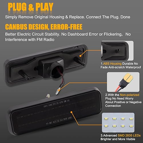 Miniatura 6 de Luz LED de marcador lateral trasera roja para Dodge Charger Plymouth Satellite 1971-1974, Dodge D150 D250 D350 W150 W250 W250 W250 W350 Dodge