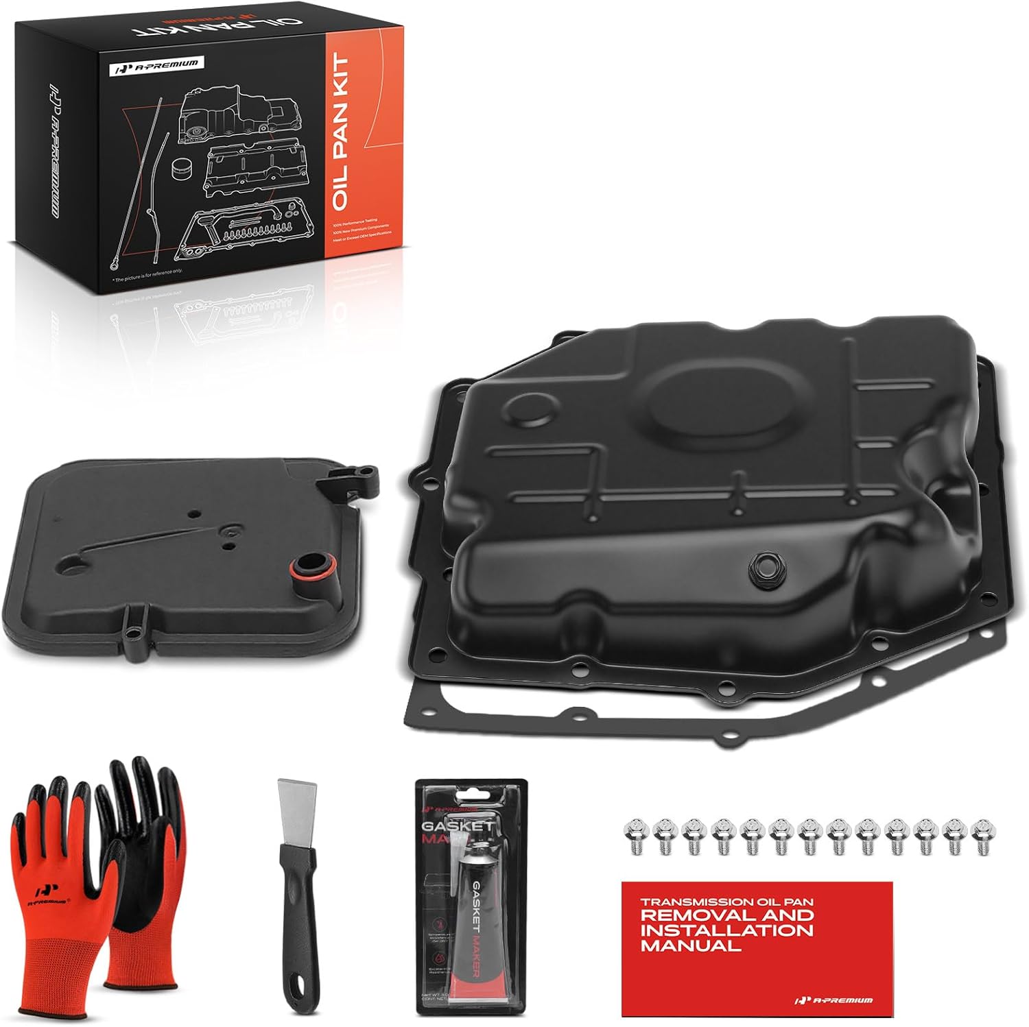 A-Premium 42RLE Transmission Oil Pan with Filter, Plug & Gasket, Fit for Ram 1500 2011-2012, Dakota 2011 & Jeep Wrangler 2003-2011 & Dodge Ram 1500, Charger, Durango, Challenger & Chrysler 300