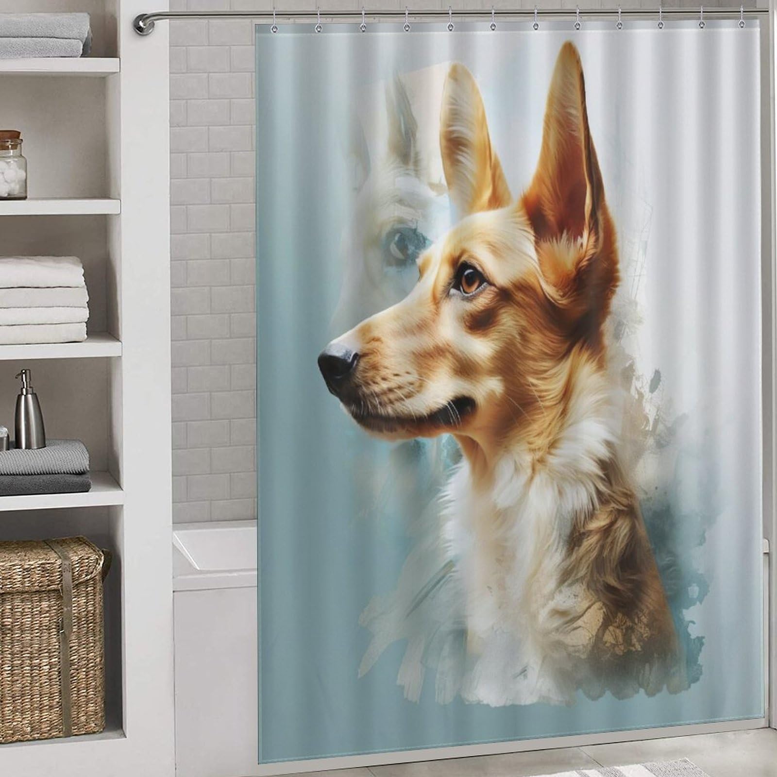 Rideau de douche imperméable anti-éclaboussures chien lavable en tissu