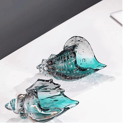 Miniatura 9 de Concha de vidrio soplado a mano, adorno grande, caracola, simulación, concha grande, sultura, decoración costera del hogar, conchas marinas, A