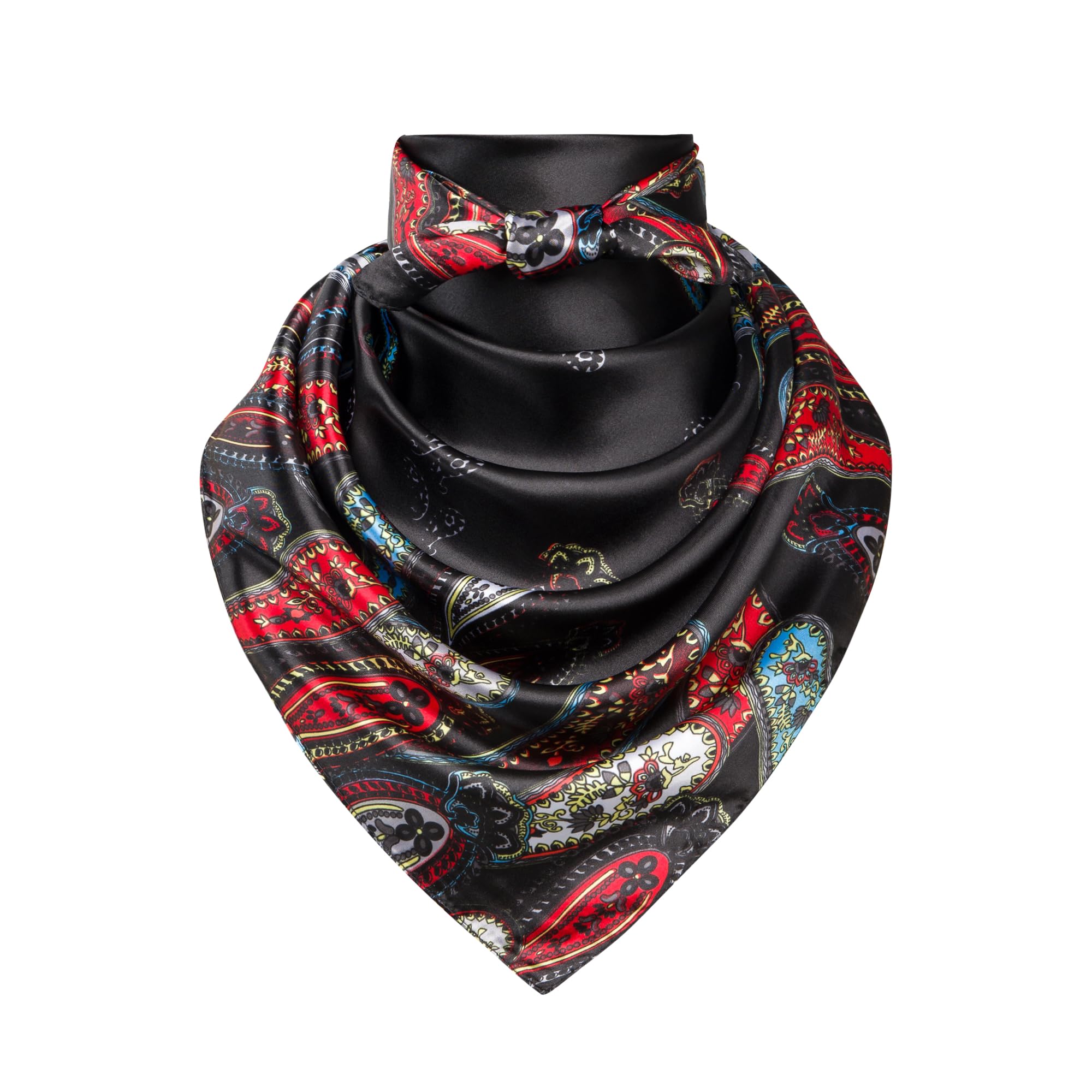 35" Men's Silk Cowboy Scarf - Oversized Western Bandana Neckwear, Large Square Scarf with Gift Packaging