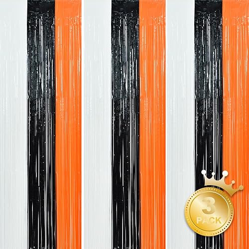 Paquete de 3 cortinas de oropel para fiesta, telón de fondo de Halloween, serpentinas de puerta con flecos, cortina de telón de fondo para
