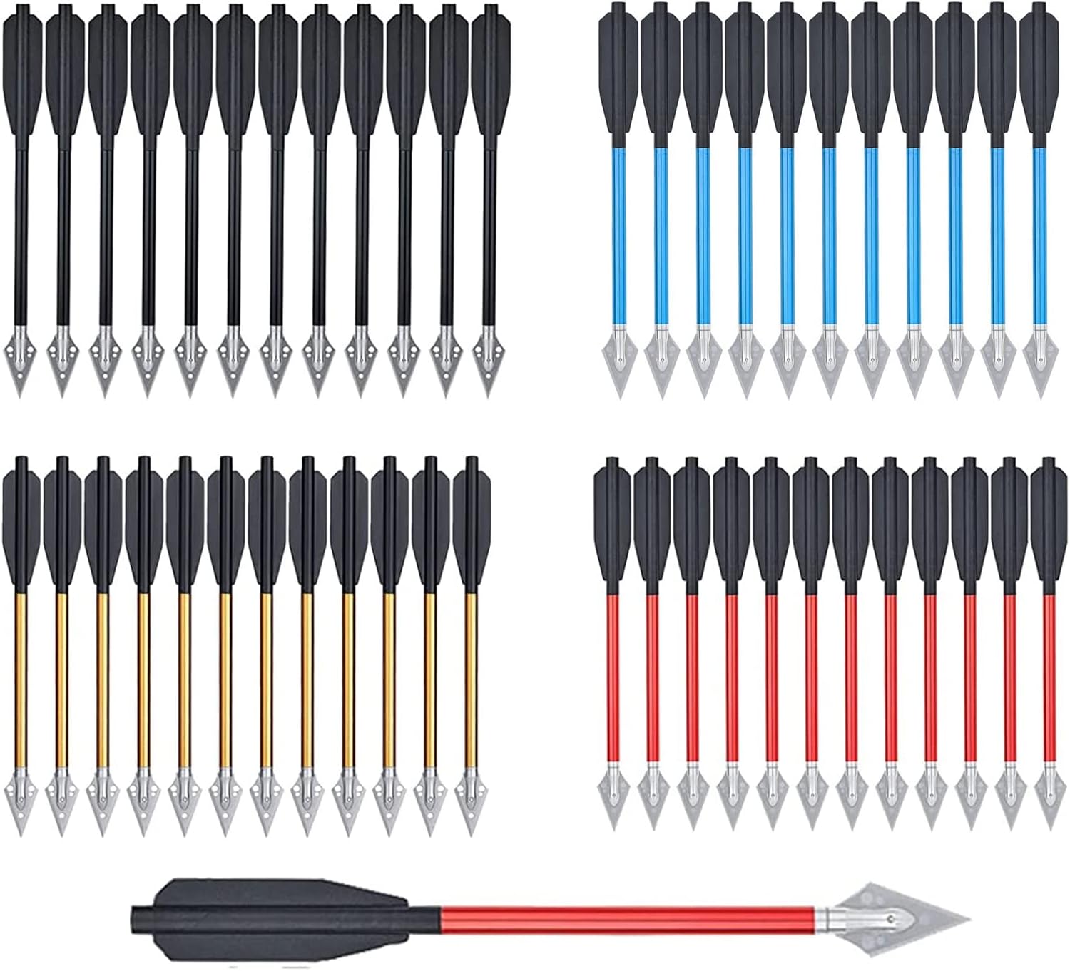 6.25 Inch Aluminum Crossbow Bolts Set with Sharp Metal Tip 50-80LB Mini Archery Crossbow Arrows for Shooting Target Practice Small Hunting Game