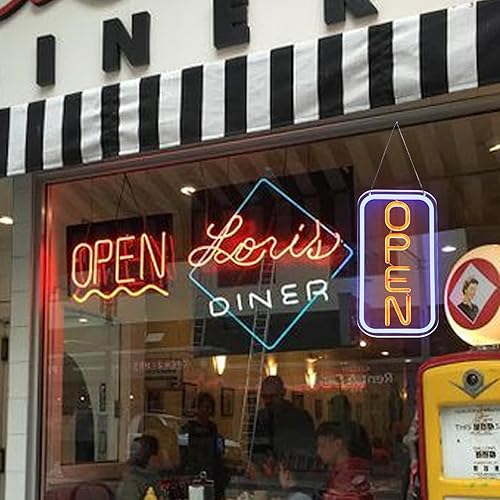 Miniatura 3 de Hujemama Letrero de neón LED para decoración de pared, tienda de luz de neón OPEN para negocios, letreros de luz de neón para bar, fiesta, garaje,