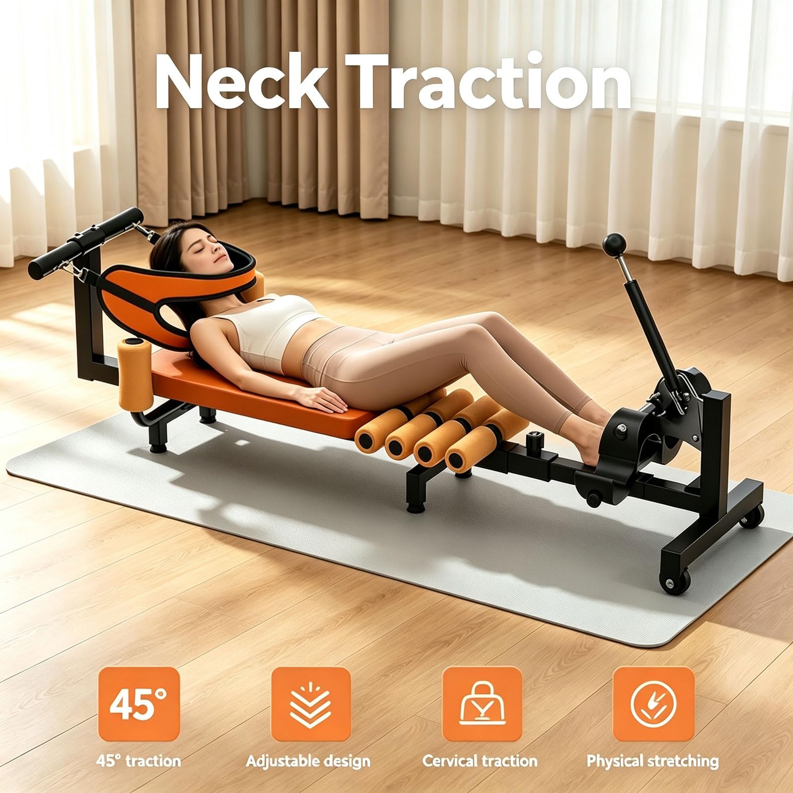 Back Extension Traction Inversion Table with Cervical Traction