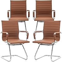 Vista 21 de Sillas de recepción, sin ruedas, silla de conferencia, de cuero, resistente, soporte para la espalda, silla de invitados de oficina, juego de 2 Negro