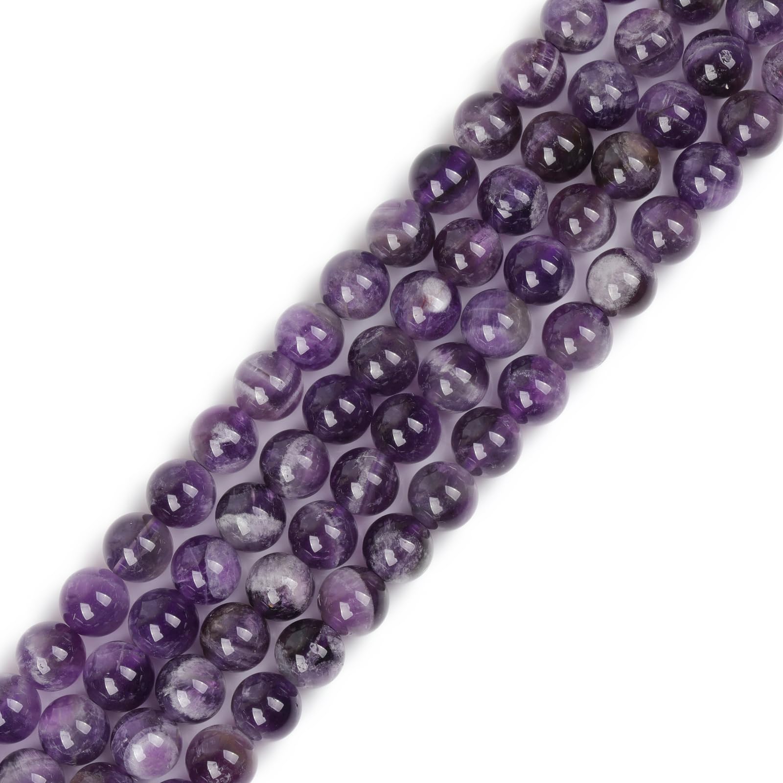 GEM-Inside Natural 8mm Amethyst Quartz Round Gemstone Semi Precious Loose Beads for Jewellery Making 15'' โ image 1