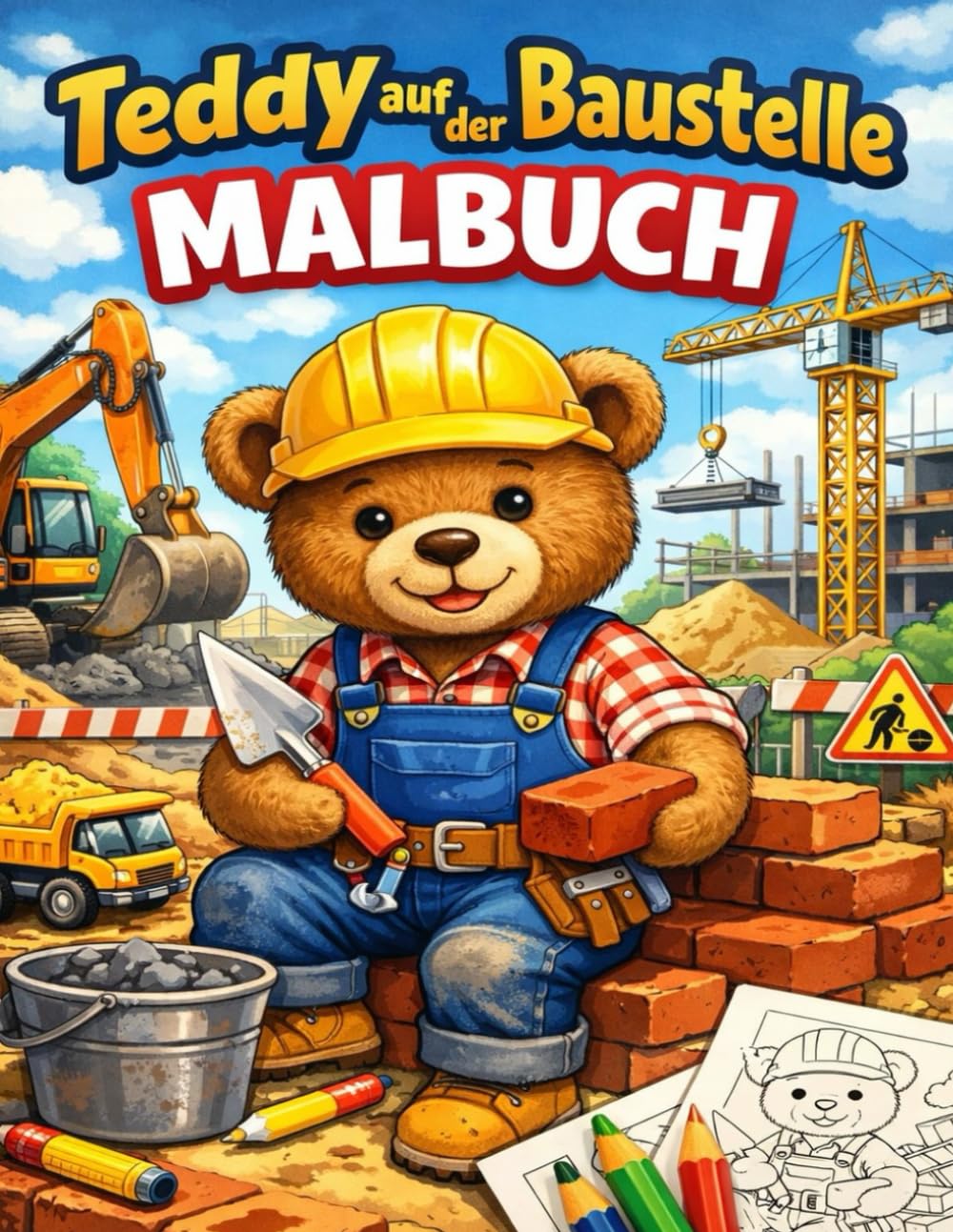 Teddy auf der Baustelle - Malbuch: Malspaß für kleine Bauarbeiter
