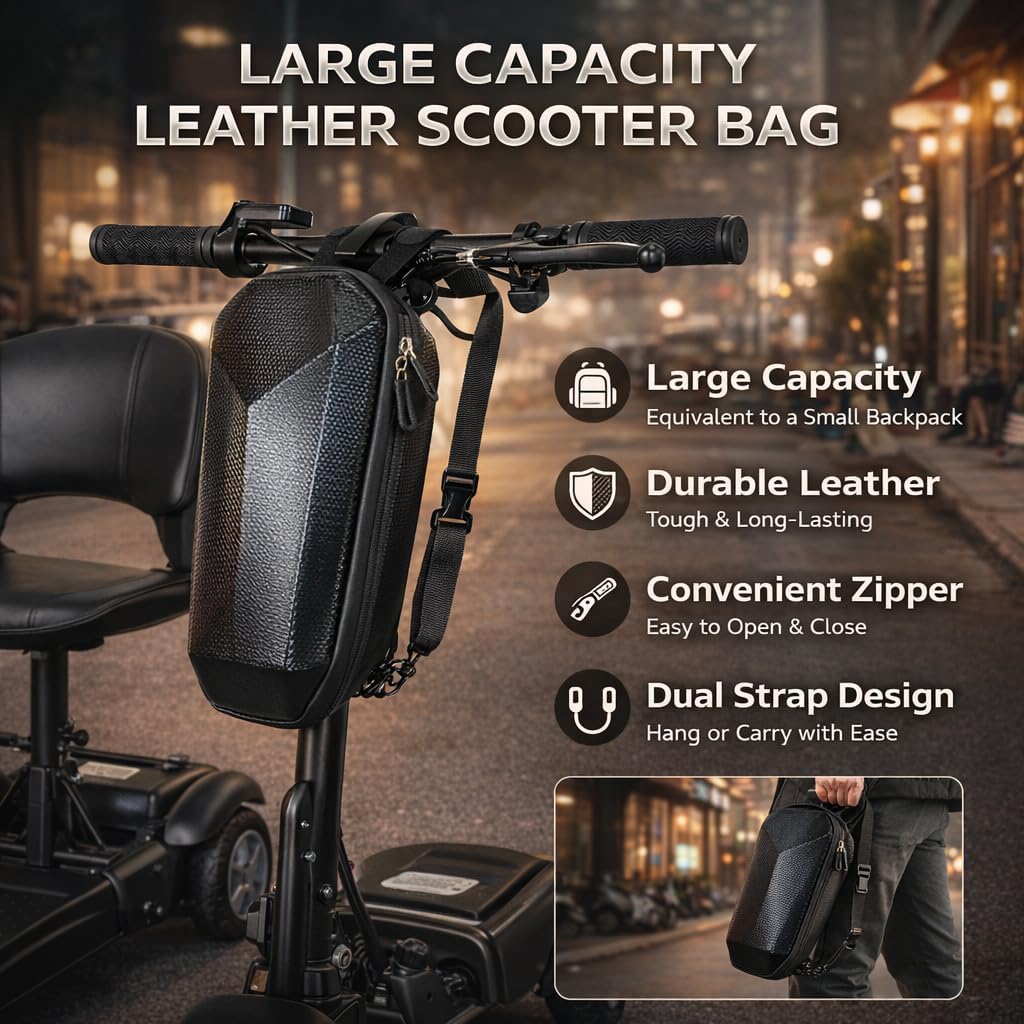 3 Wheel Electric Mobility Scooter with Seat for Adults & Seniors - 200W Motor 6.8 MPH Max Speed 36V 10 AH 24 Miles Range Battery 8" Honeycomb Tires Dual Brake System Removable Folding Seat