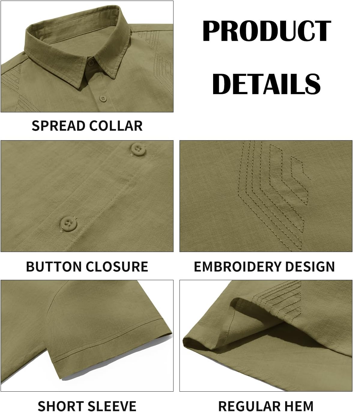 Makkrom Men Cuban Guayabera Shirts Linen Short Sleeve Button Down Cotton Mexican Beach Wedding Shirt - Image 5