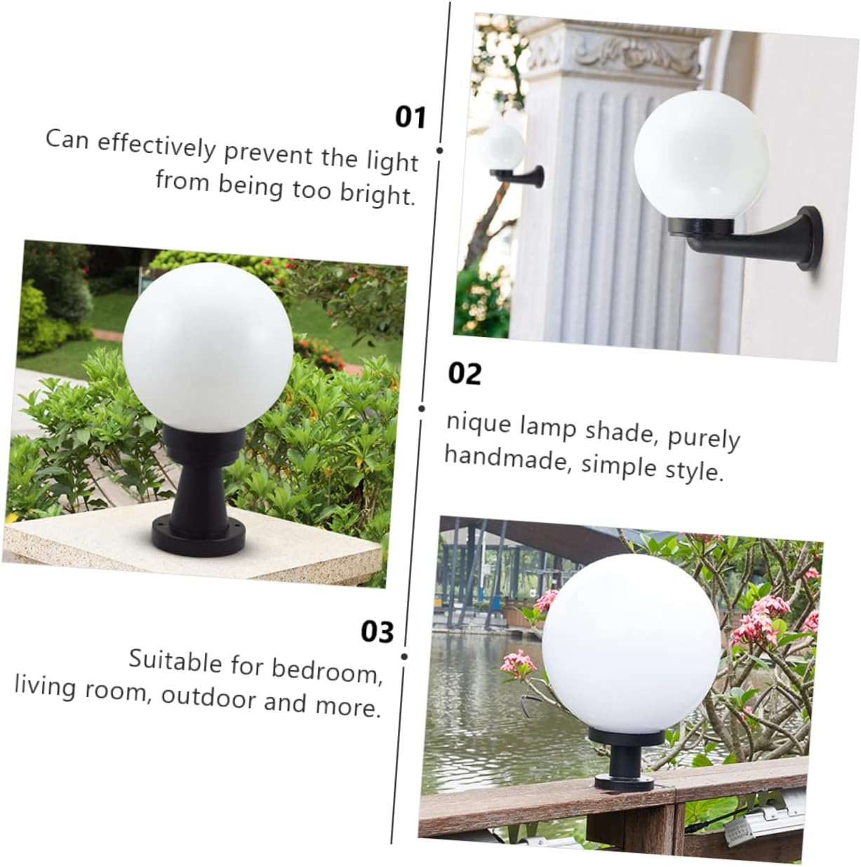UPKOCH Acrylic Globe Lamp Shade Outdoor Lighting Cover Diameter for Wall and Pole Lamps Simple Design for Decor