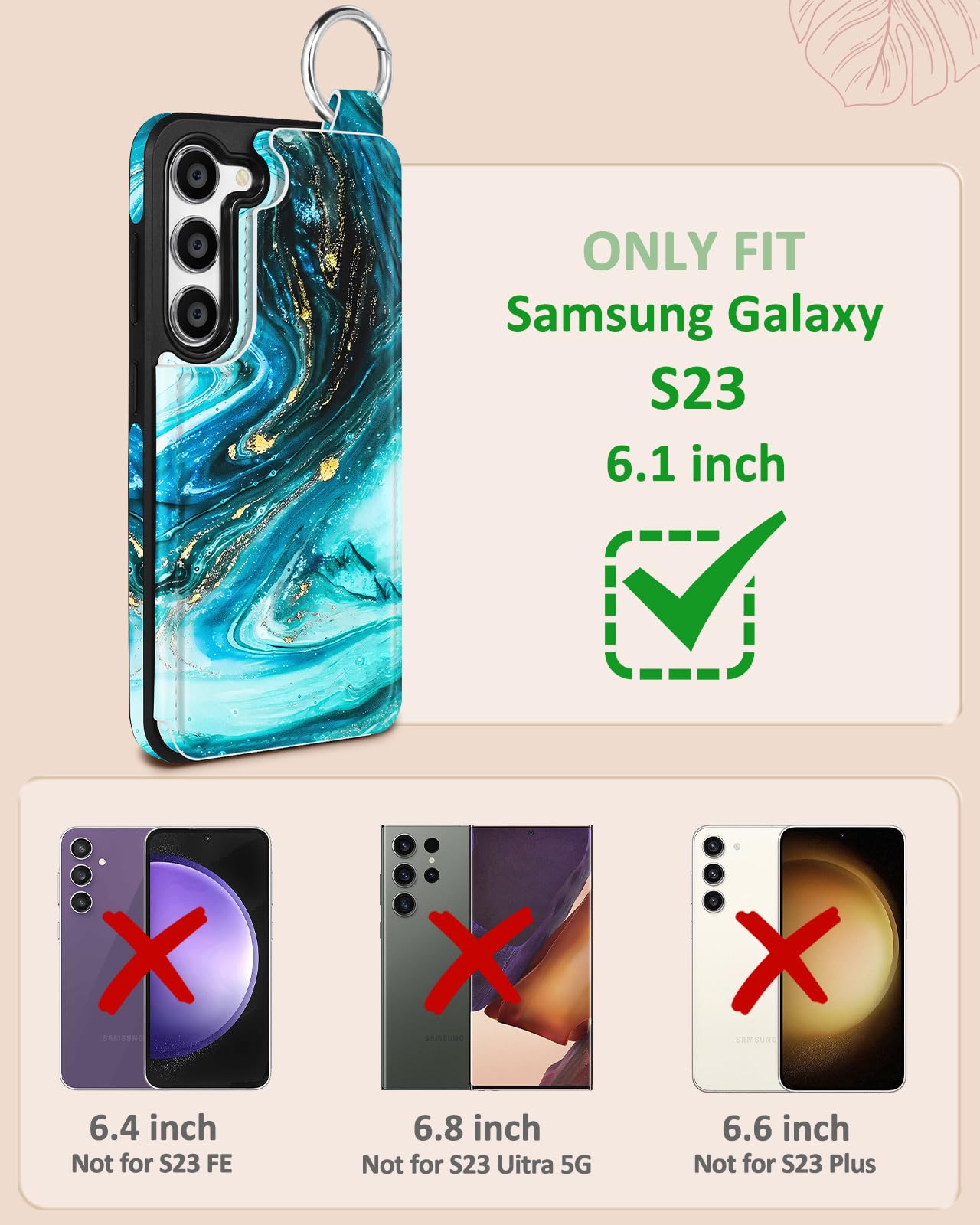 Shorogyt Etui portfelowe na telefon Samsung Galaxy S23, z uchwytem na karty, designerski wzór marmuru, podpórka, magnetyczne zapięcie, z klapką, skórzane etui na telefon S23, dla kobiet, mężczyzn