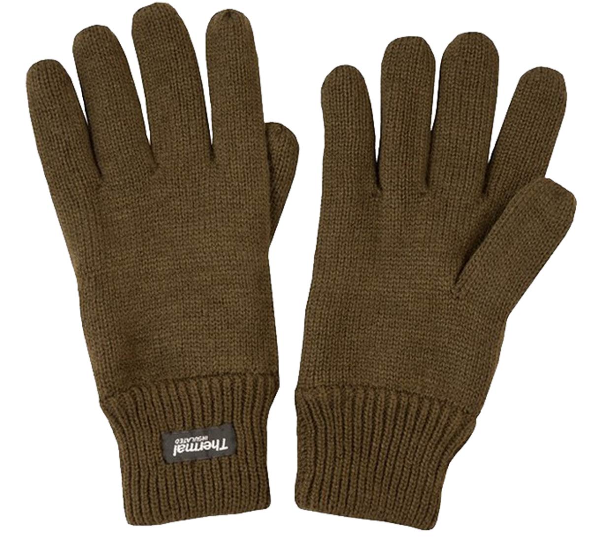 Kommbat Men's Extra Warm Thermal Knitted Gloves 40g Thinsulate Lining Black or Olive (Olive)