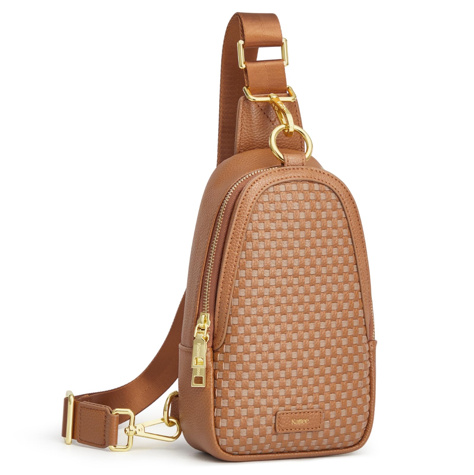 Kattee Leather Sling Crossbody Bag for Women, RFID Fanny Pack, Brown