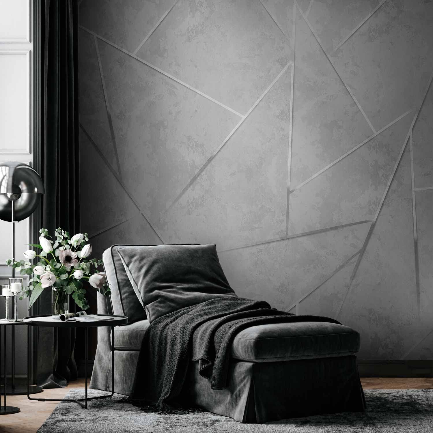 murando Fotomurales Concreto 350x256 cm XXL Papel pintado tejido no tejido | Decoración de Pared decorativos Murales moderna de Diseno Fotográfico Abstracto geométrico gris