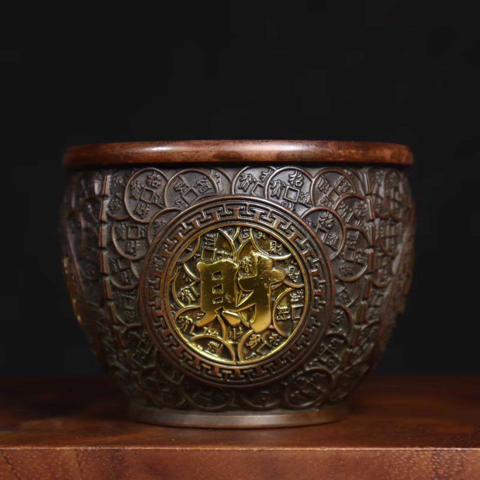 Dytartzx Pure Copper corporeal Statue Chinese Feng Shui Fortune Basin Bowl, Home Decoration Feng Shui Fortune
