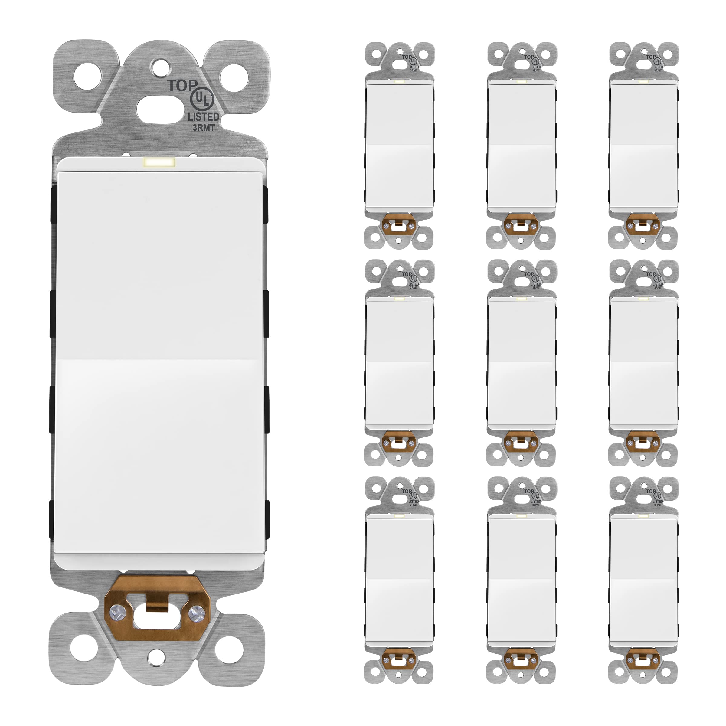 LIDER Minimalist Design Matte Finish Lighted Decorator Switch, Frameless Paddle Light Switch with Locator Light, Grounding Screw, 3-Way or Single Pole