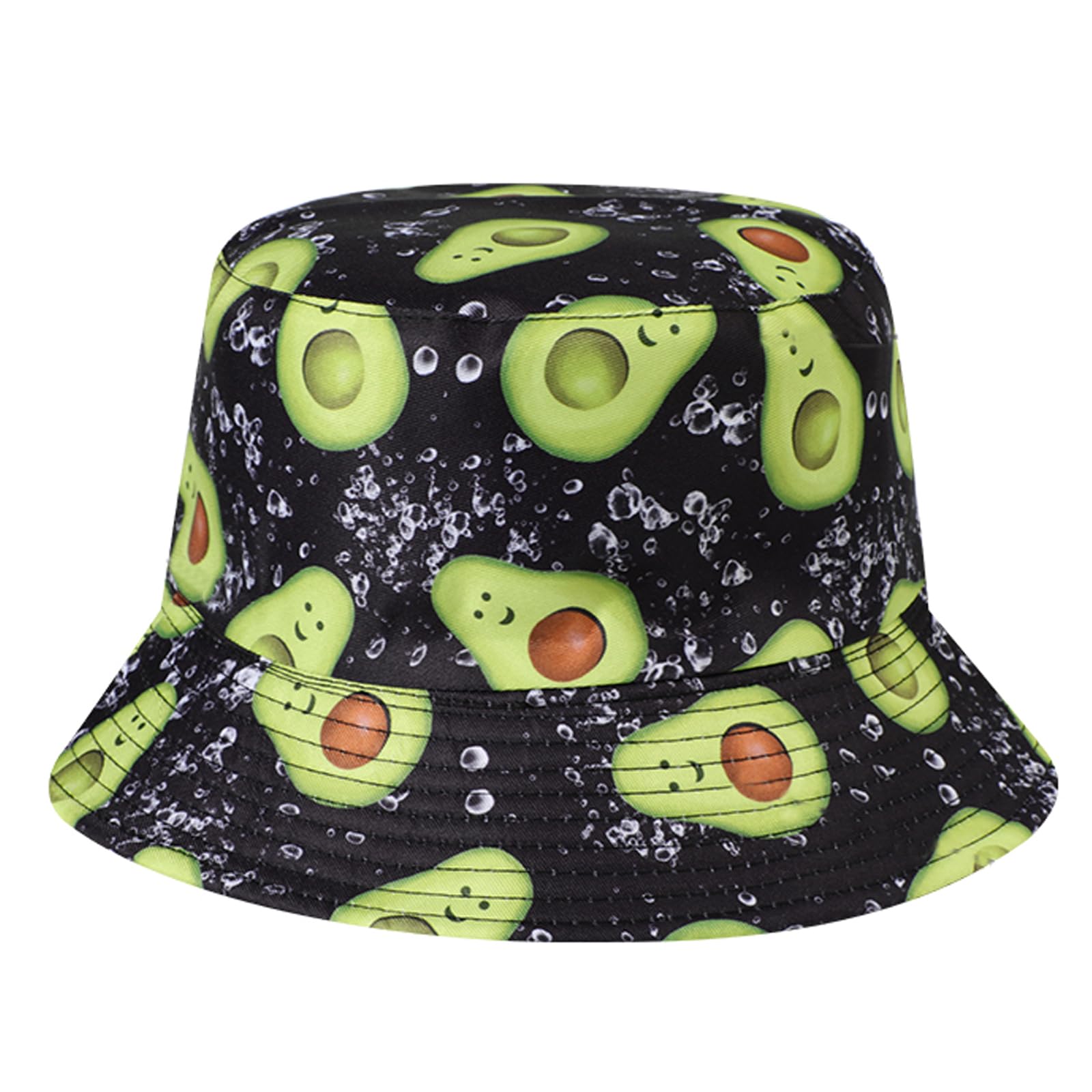 Mujer Sombrero de Pescador Reversible Algodón Bucket Hat, Protección UV Frutas Impresión Vacaciones Sombrero de Sol Ligera Gorra de Pesca, Plegable Verano Gorros de Playa para Viaje Fiesta