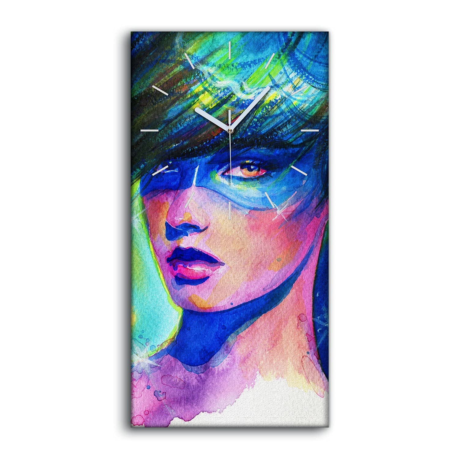 Horloge sur Toile Silencieuse Ne Pas Tic Tac Aquarelle 30x60cm pour Chambre