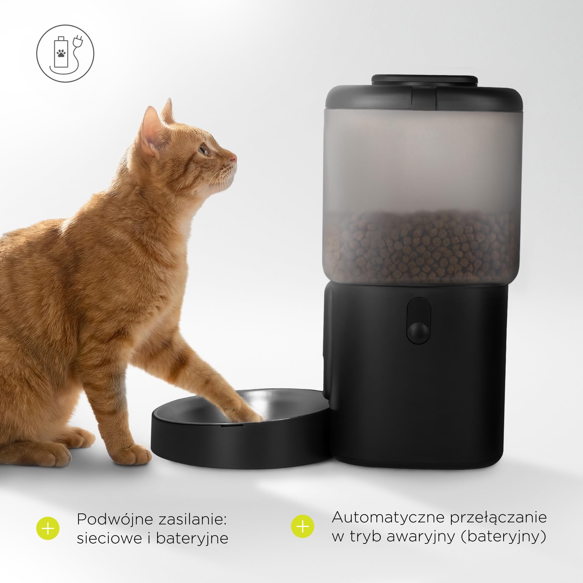 Peluvio Crispy Wi-Fi automatyczny dozownik karmy dla psa z aplikacją Wi-Fi, timerem i nagrywaniem głosu, do 10 posiłków dziennie, pojemnik na suchą karmę 4,5 l, 5-15 mm, 2,5 m kabel zapobiegający