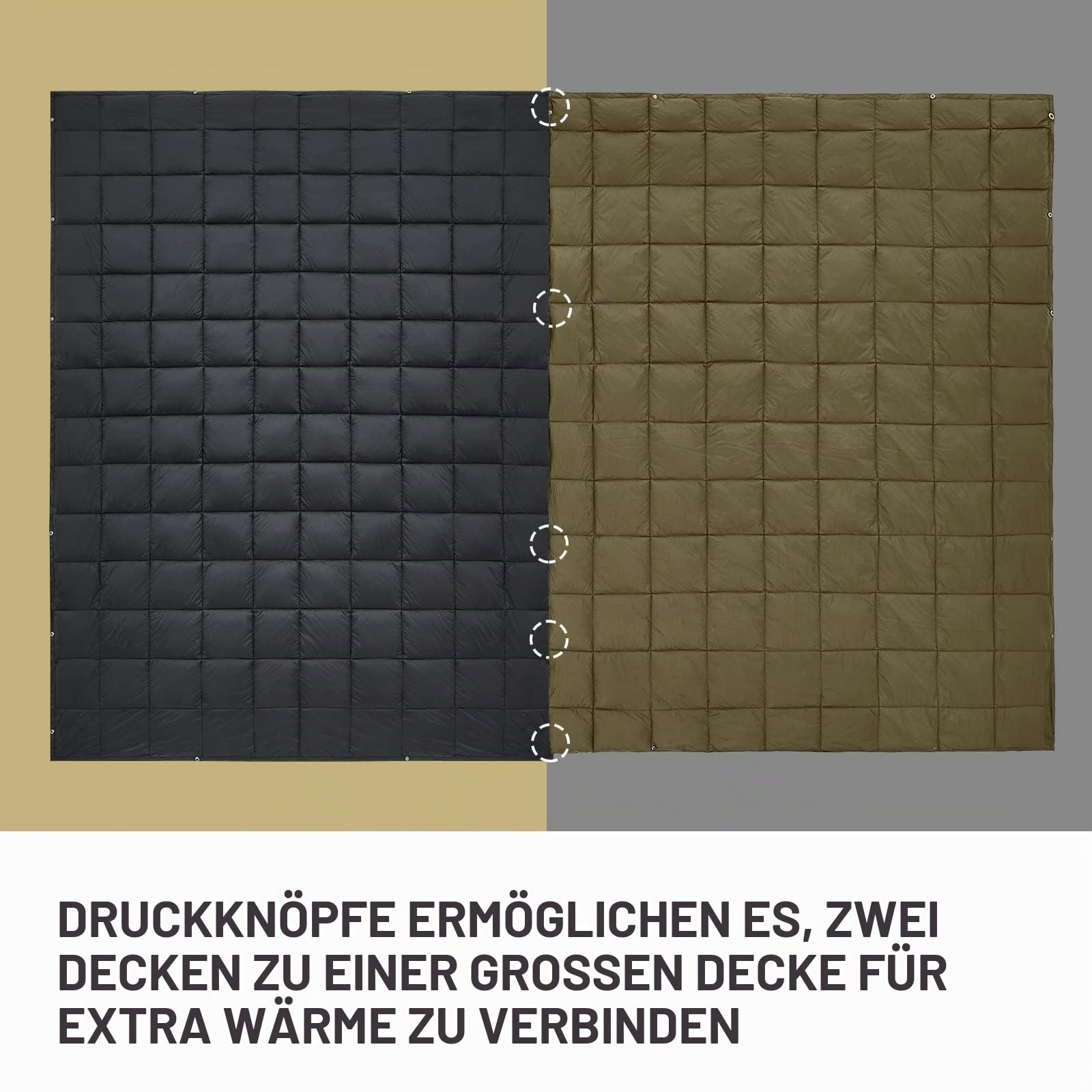 KingCamp Campingdecke, leicht, groß, packbar, warm, Daunenalternative, wasserabweisend, isoliert, kompakt, für Flugzeug, Wandern, Picknick, Stadion, Park, Schwarz, ca. 500 g, 200 x 145 cm