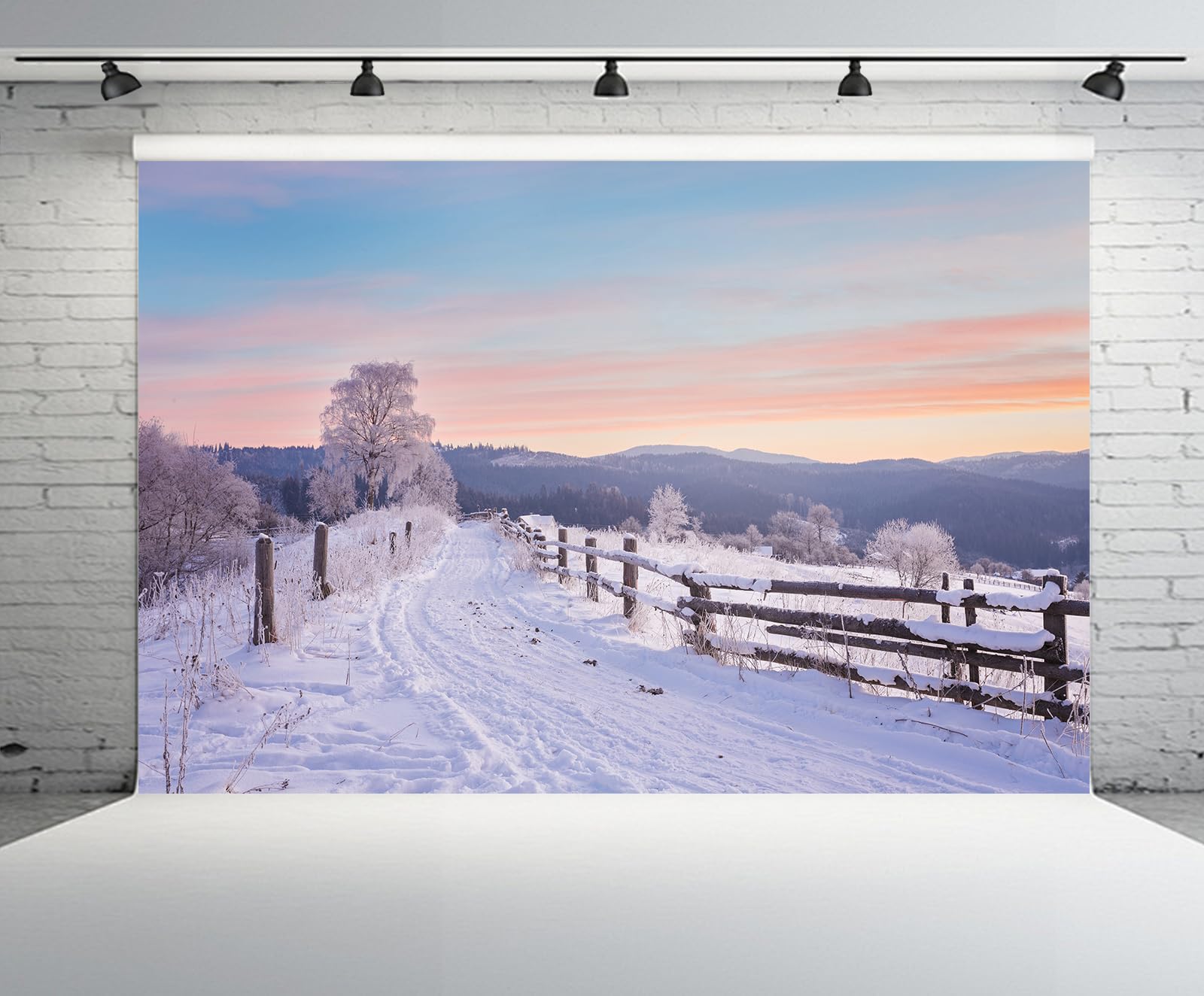 OERJU 6x4ft Winter Forest Backdrop Snowy Christmas Pine Tree Snowflake Scene Background Winter Wonderland Children Adult Birthday Christmas Party Decoration Banner Portrait Photo Booth Props