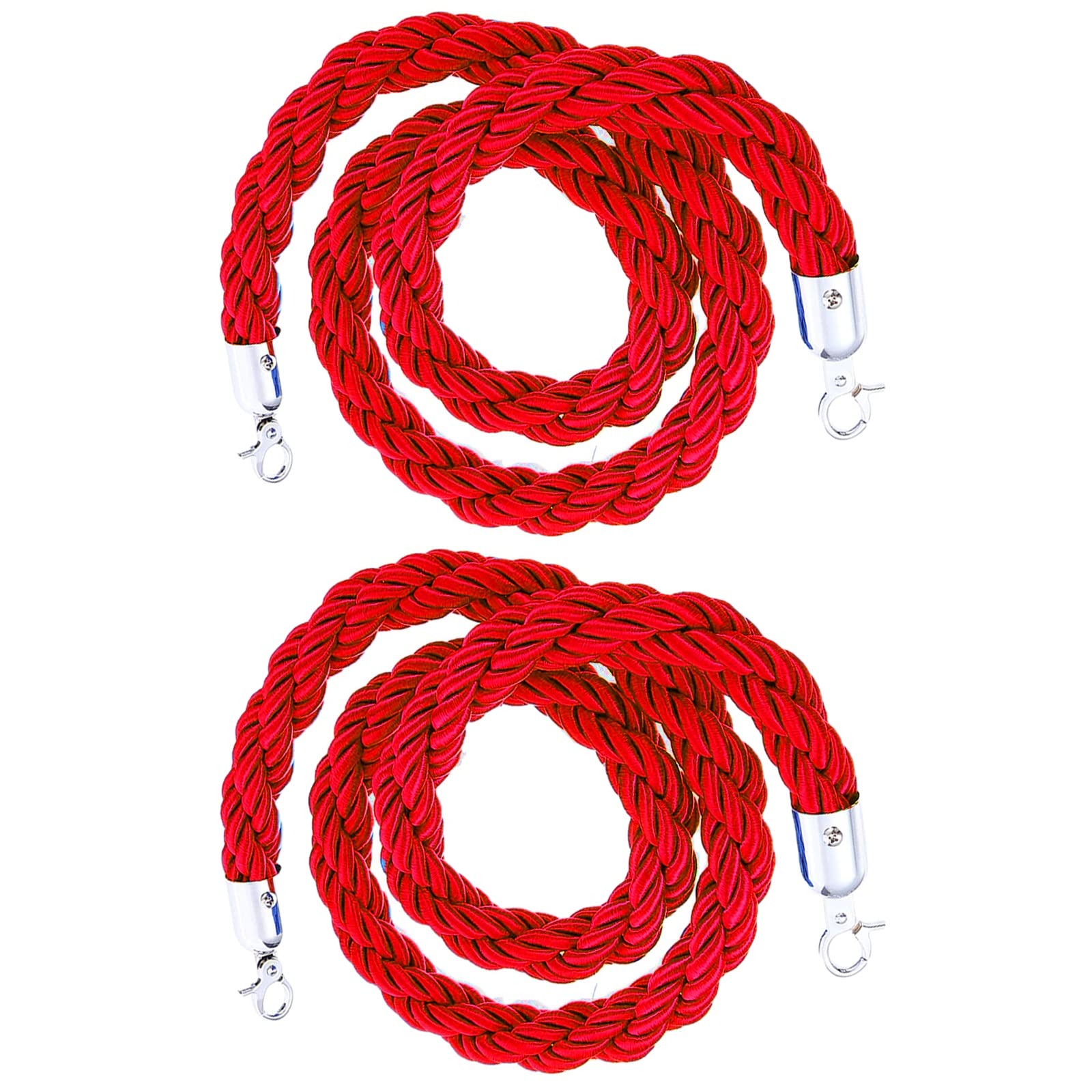 Corde de contrôle des foules, corde de poteaux, barrières de sécurité, corde de poteaux avec crochets argentés, 2 pièces, corde de sécurité tressée en nylon et chanvre bleu/rouge, corde tors