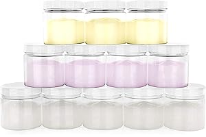 12-Pack (4oz) White Plastic Jars with Lids | Small Cosmetic Jars | Cream Containers