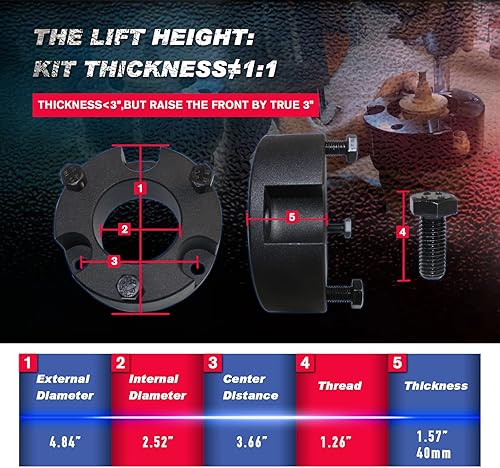 Miniatura 10 de Kit de elevación de nivelación delantera y trasera de 3 pulgadas y 2 pulgadas para Chevy Silverado 2WD 4WDGMC Sierra 1500 2WD 4WD, kit de elevación