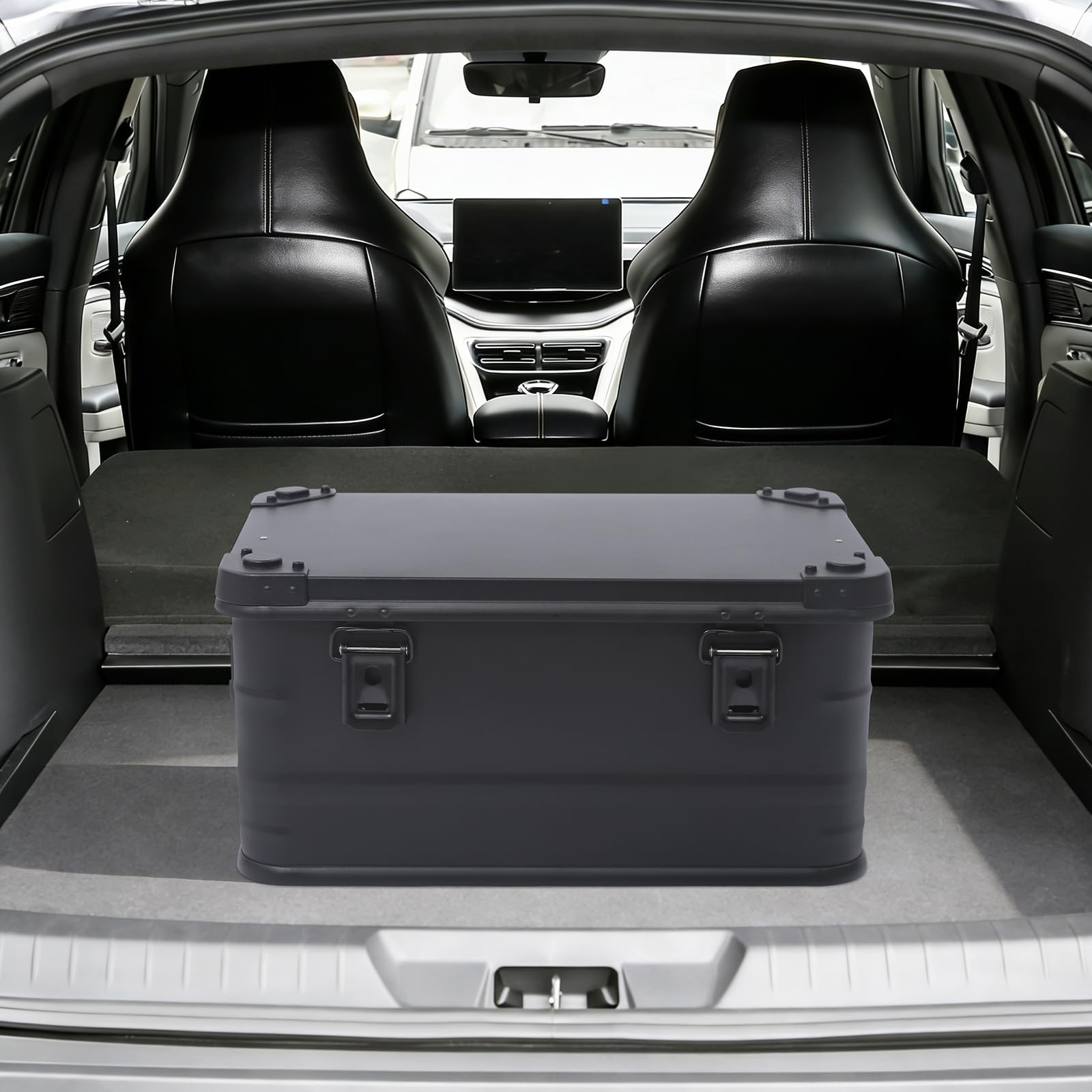 Aufbewahrungsbox mit Deckel 50L, Camping Transportbox Aluminium Wasserdicht, Stapelbar Metallbox Verschlussclips, stoßfest mit Dichtung, Outdoor Kiste für Camping, Angeln, Auto, Werkstatt