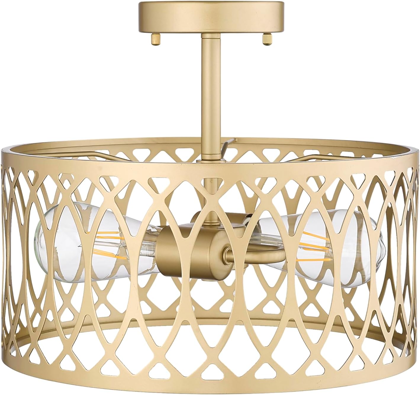 ML Lighting | Arelyn Collection | 4212-PMG | 1 Light Semi-Flush Ceiling Mount in Painted Modern Gold Finish with Moorish-Style Shade | Perfect for Hallways, Entryways, Bathrooms, Bedrooms and Closets