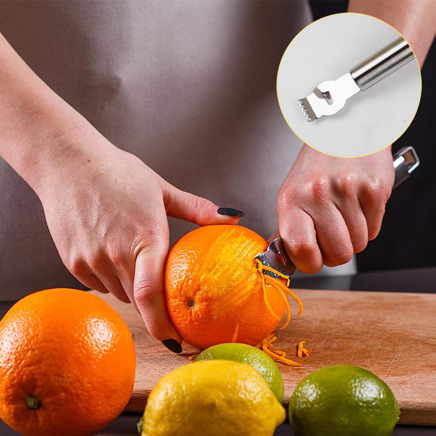 Zitronen- & Orangenschäler Aus Edelstahl - Langer Griff, 13,2 Cm - Für Zitrusfrüchte